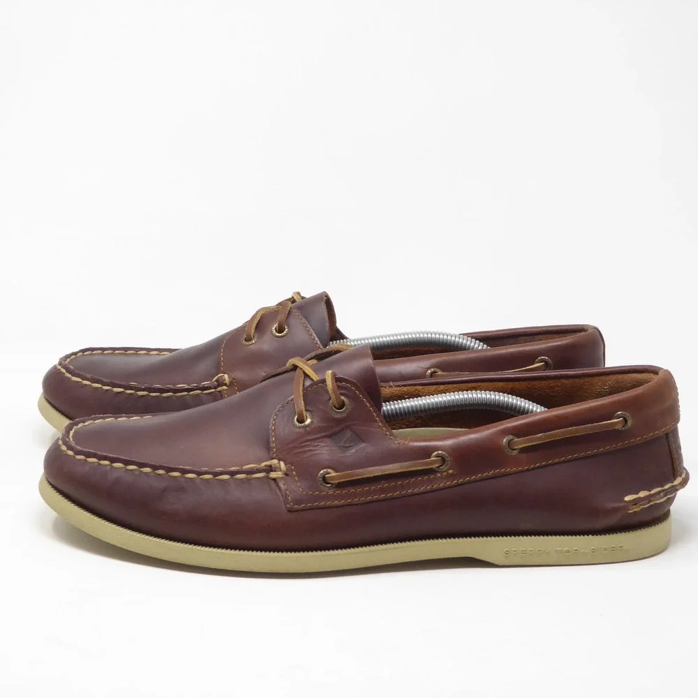 Sperry Mens 2-Eye Authentic Original Boat Shoes Brown Leather STS18309 Size 13M